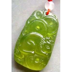  Green Jade Chinese Zodiac Fortune Rat Amulet Pendant 