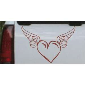 Brown 32in X 21.8in    Heart With Wings Girlie Car Window Wall Laptop 