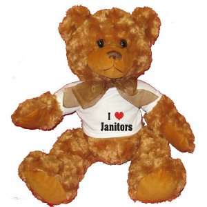  I Love/Heart Janitors Plush Teddy Bear with WHITE T Shirt 