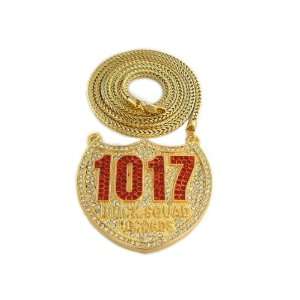  Iced Out 1017 Brick Squad Gold with Red Pendant and 36 