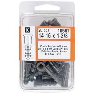  Midwest Plastic Anchors with Screws, 14 16 x 1 3/8