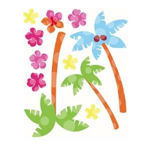  Wallies Hawaiian Flowers Palm Trees Peel & Stick Decals 