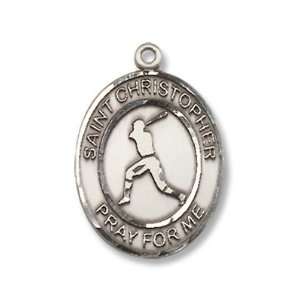 St. Christopher Sports Baseball Tball Sterling Silver Medal with 18 