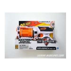    NERF N STRIKE Whiteout Series Maverick Rev 6 Blaster Toys & Games