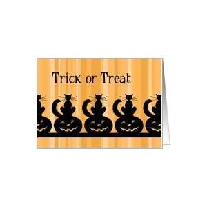  Trick or Treat Halloween   Orange Stripes & Black Cats 