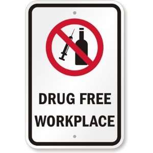  Drug Free Workplace (with Graphic) Aluminum Sign, 18 x 12 