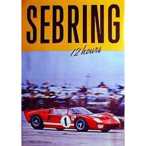    Vintage Racing Poster   60s Sebring 12 Hours