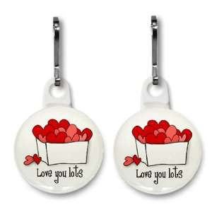  LOVE YOU LOTS Valentines Day 2 Pack 1 Zipper Pull Charms 