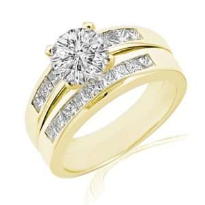  2 Ct Round IDEAL Cut Engagement Wedding Rings Channel Set 