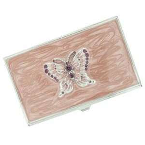 Visol Pari Pink Butterfly with Purple Crystals Business Card Case 