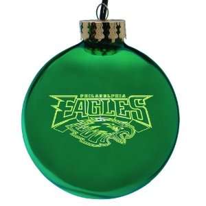  Pack of 2 NFL Philadelphia Eagles Glass Ball Christmas 