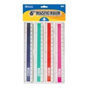  New BAZIC 6 (15cm) Plastic Ruler (4/Pack) Case Pack 288 