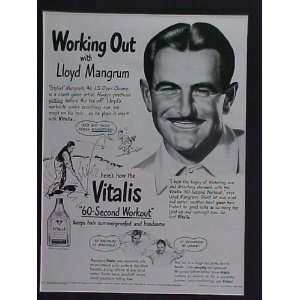 Lloyd Mangrum 1946 US Open Golf Champ 1948 Vitalis Advertisement 