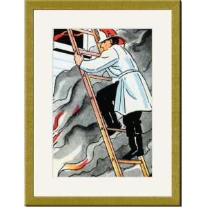   /Matted Print 17x23, Climbing the Ladder in Harms Way