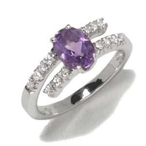 Gioie Ladies Ring in White 18 karat Gold with Amethyst and Diamond 