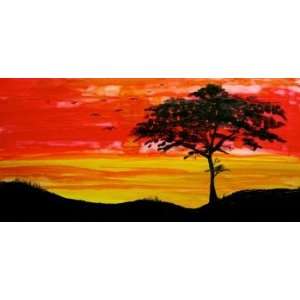  Kenya Sunset, Original Painting, Home Decor Artwork 