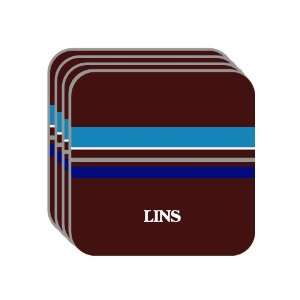 Personal Name Gift   LINS Set of 4 Mini Mousepad Coasters (blue 