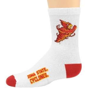   State Cyclones Youth White Red Team Logo Tall Socks