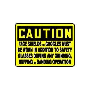  CAUTION FACE SHIELDS OR GOGGLES MUST BE WORN IN ADDITION 