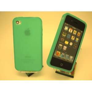 Green Apple iPhone 4 4S Silicone Gel Soft Back Case Cover + Free Clear 