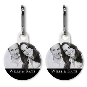 Wills and Kate Royal Wedding Photo 2 Pack 1 inch White Zipper Pull 