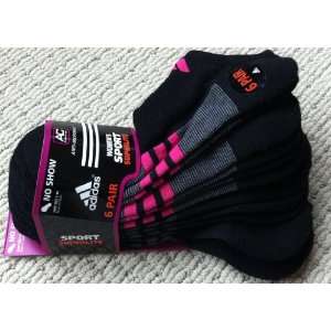 Adidas Womens No Show Sport Superlite Sock (Black / Multicolor / 6 