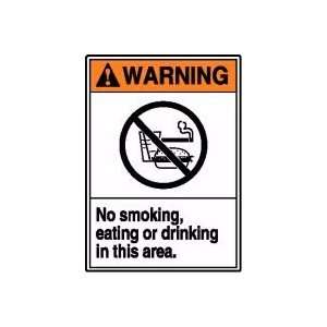 WARNING NO SMOKING, EATING OR DRINKING IN THIS AREA (W/GRAPHIC) 14 x 