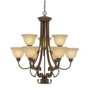  Golden Lighting 3711 9 CB Rockefeller Two Tier Chandelier 