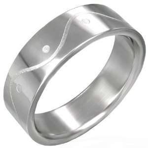    New Flat Wave Style Stainless Steel 6mm Wedding Band Jewelry