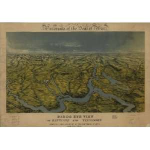  1861 Birds eye view of Kentucky and Tennessee