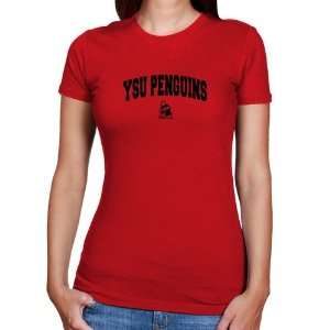  Youngstown State Penguins Ladies Red Logo Arch T shirt 