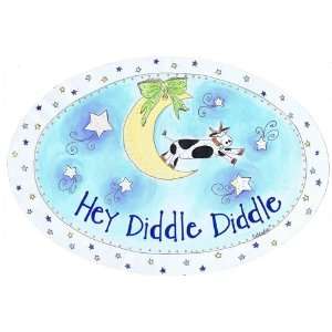  The Kids Room Hey Diddle Diddle with Cow Oval Wall Plaque 