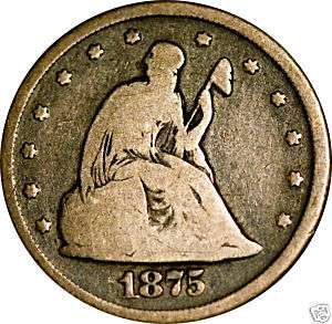 1875 CC 20C Silver Twenty Cent Seated Liberty G   G+  