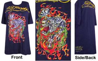 Ed Hardy Navy Flaming Tiger Plus Size T Shirts 2x 3x 4x  