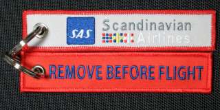 SAS Scandinavian Airlines System Remove Before Flight keyring bag tag 