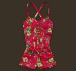 Hollister Abercrombie NWT Red Floral Short Romper Dress  