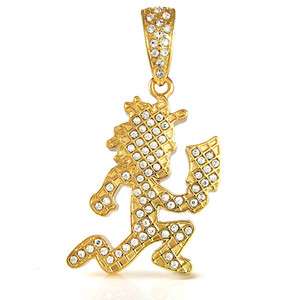   Licensed Iced Out Gold Color Charm ICP Hatchet Man Juggalo Pendant