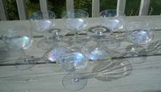 IRIDESCENT CARNIVAL GLASS CRYSTAL TALL SHERBET GOBLET s  