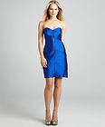 NICOLE MILLER Cobalt Blue Dupioni Silk Eve Dress 6 NEW  