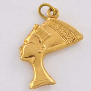 18 K Egyptian Queen Nefertiti Bust / Frofile Pendant  