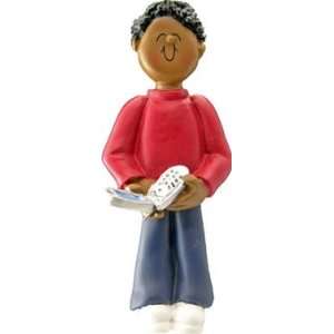  3947 Cell Phone Male African American Ornament 