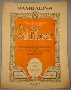 Vintage 1923 BAMBALINA Sheet Music From THE WILDFLOWER  