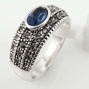 Classical 18KGP Ring use Blue Swarovski Crystal 01 0116  