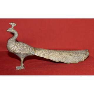Antique Handcrafted Brass Peacock Bird Figurine  