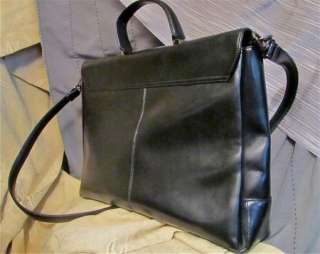 Womens Leather Briefcase Bag business Shoulder Black Glazed Tote Purse 