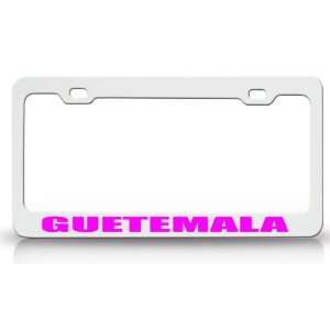 GUETEMALA Country Steel Auto License Plate Frame Tag Holder, White 