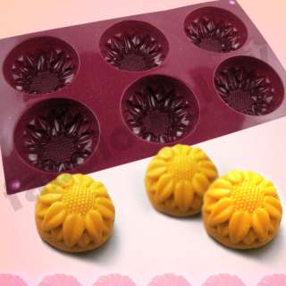 Silicone Cupcake Pudding Mold Pan Muffin 6 Sunflowers  
