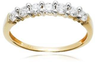 14k Yellow Gold 7 Stone Shared Prong Diamond Ring (1/2 cttw, I J Color 