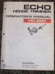 Echo Hedge Trimmer Owner/Operator Manual HC 200  