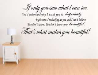 One Direction Your Beautiful Song Lyrics Wall Art Decal Sticker WA0139 